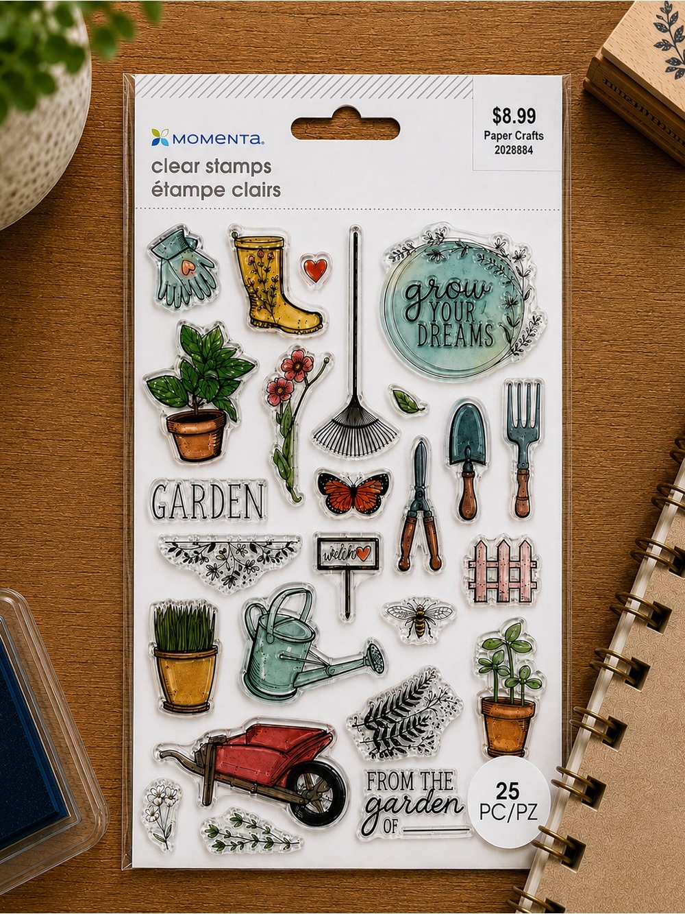 Momenta 25-Piece Garden Clear Stamp Set – Flowers, Plants & Gardening Crafts